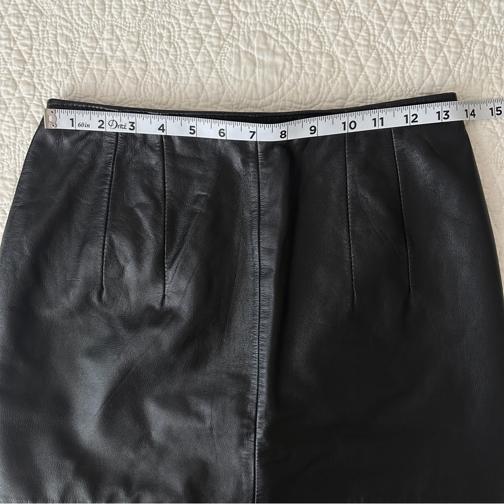 Vintage 80s Pia Rucci Black Leather Pencil Skirt Women’s - Picture 6 of 11